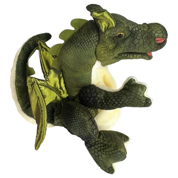 Folkmanis Baby Dragon Hand Puppet Plush Green 9 Inch Wings Stuffed Animal Toy - Picture 4 of 11